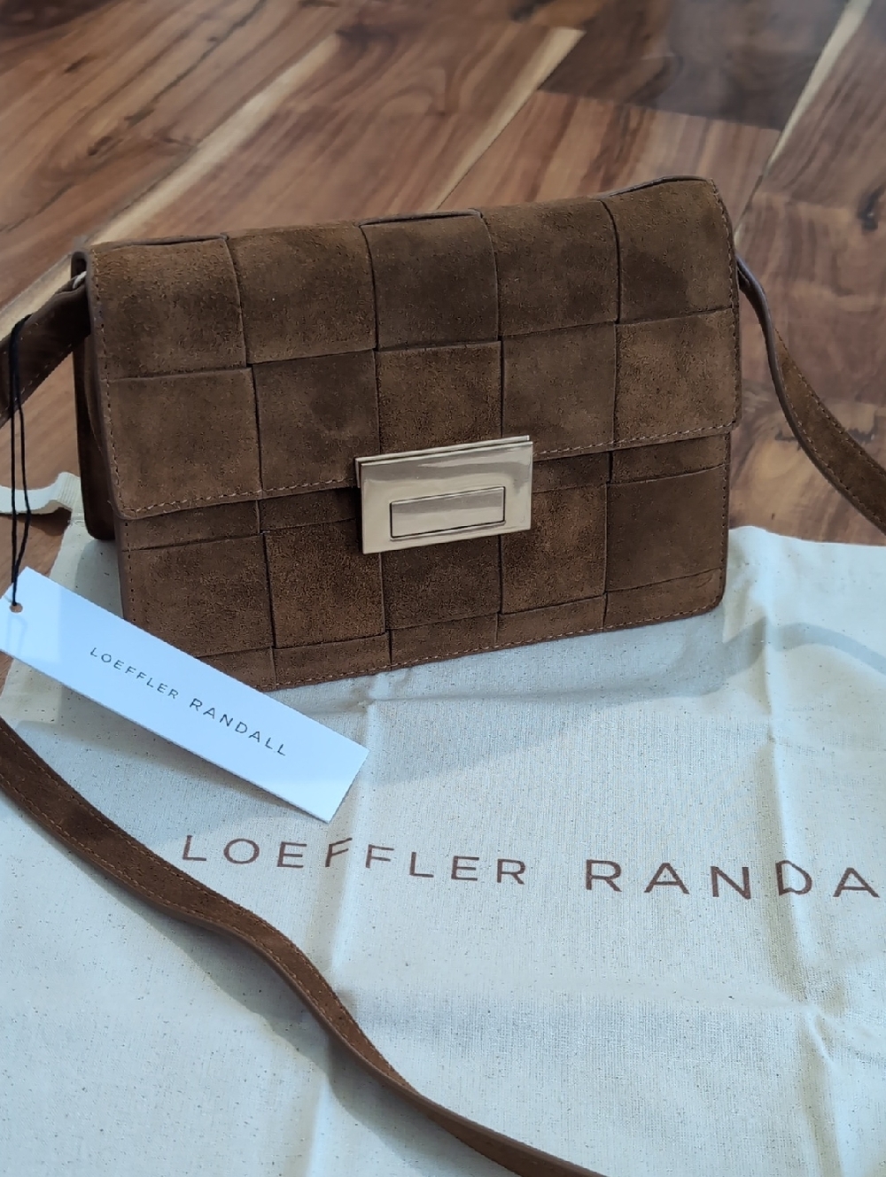 Loeffler Randall Woven Suede Daphine Cacao Shoulder Bag + Dust Bag Nwt ❤️